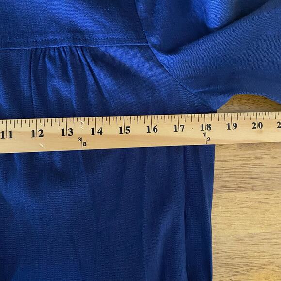 Trina Turk Blue Linen Blend Button Front Belted Tie Waist Mini Dress Womens - Picture 9 of 11